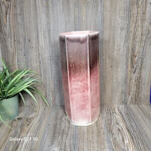 Vintage Pink Hombre Vase, Tall Hexagon MCM